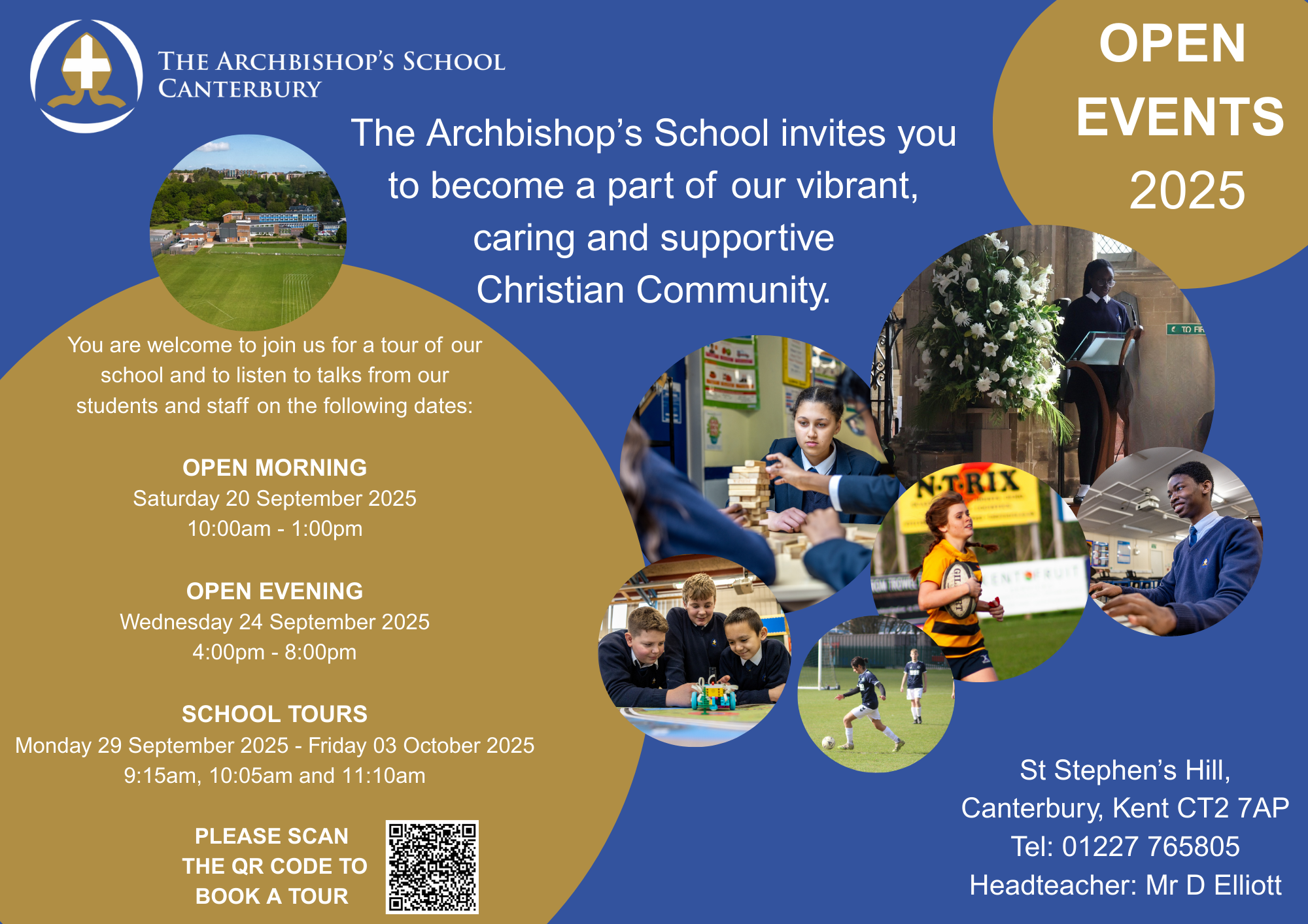 The Archbishop's School Open Events Flyer   2025