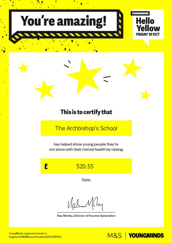 Hello Yellow Certificate 2025